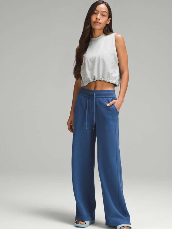 lululemon athletica Pants - Lululemon Scuba Mid-Rise Wide-Leg Pants Pitch Blue Size 4 31” Inseam